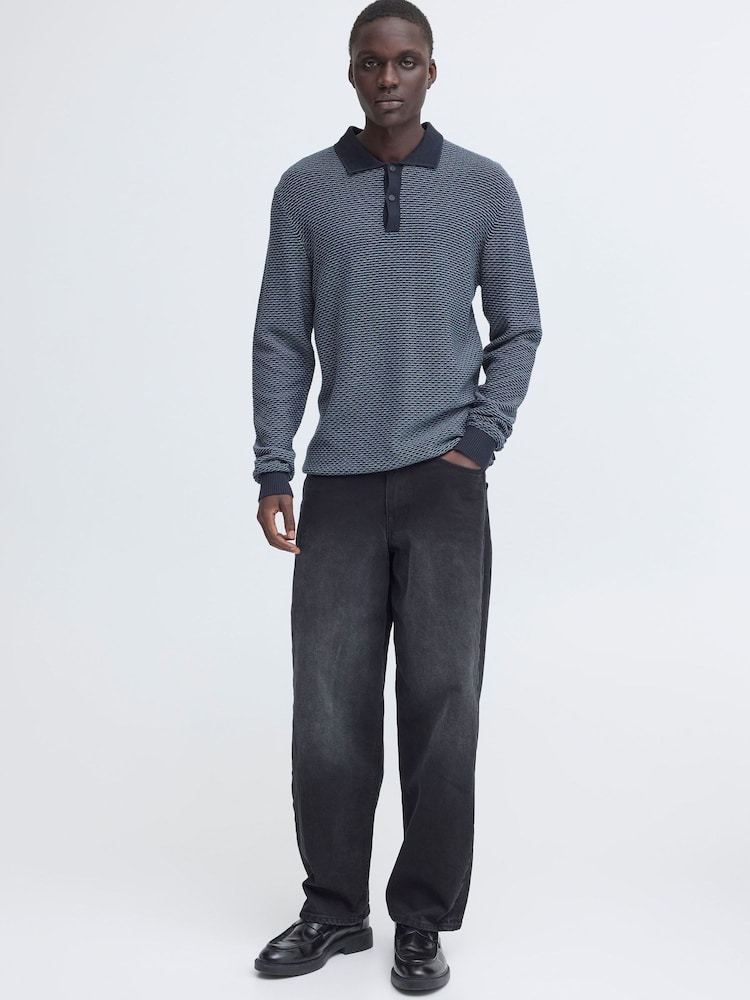 Blend Blue Boyd Long Sleeve Knitted Polo Top - Image 2 of 4