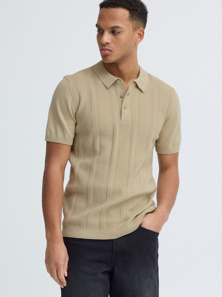 Blend Natural Baron Knitted Polo Shirt - Image 1 of 6