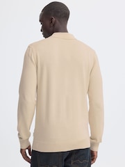 Blend Natural Baron Polo Collar Knit Cardigan - Image 2 of 5