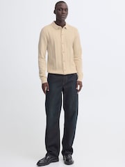 Blend Natural Baron Polo Collar Knit Cardigan - Image 3 of 5