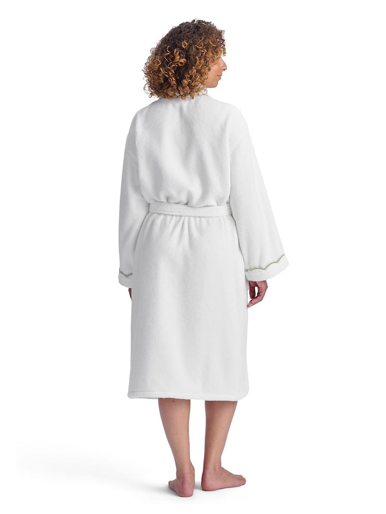 Christy White Scallop Edge Embroidered Cotton Bath Robe - Image 2 of 4