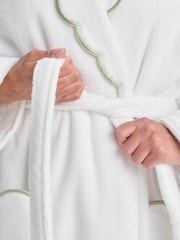 Christy White Scallop Edge Embroidered Cotton Bath Robe - Image 3 of 4
