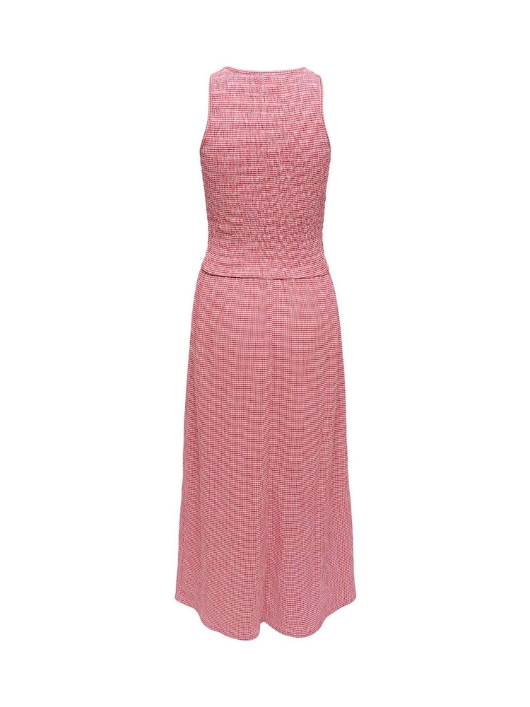 ONLY White Red Gingham Smock Midi Dress - Image 7 of 7