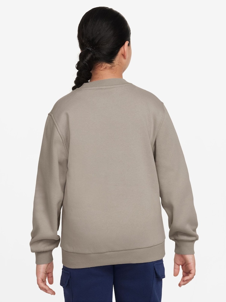 Nike Particle Grey Club Fleece Sweatshirt - Image 2 of 3 Nike Particle Grey Club Fleece Sweatshirt - Image 2 of 3