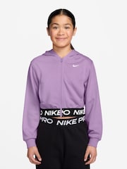 Nike Violet Purple Pro Dri-FIT Cropped Fleece Hoodie - Image 1 of 3