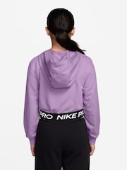 Nike Violet Purple Pro Dri-FIT Cropped Fleece Hoodie - Image 2 of 3