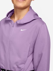 Nike Violet Purple Pro Dri-FIT Cropped Fleece Hoodie - Image 3 of 3