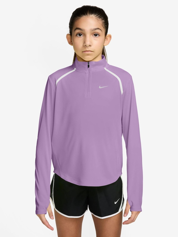 Nike Violet Purple Tempo Dri-FIT Long-Sleeve Half-Zip Top - Image 1 of 4