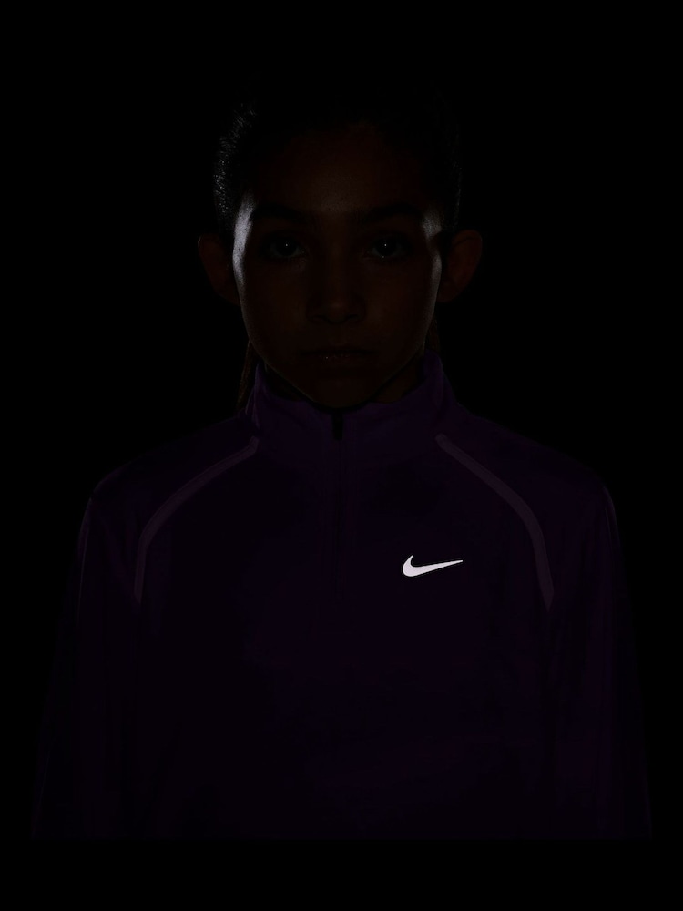 Nike Violet Purple Tempo Dri-FIT Long-Sleeve Half-Zip Top - Image 4 of 4