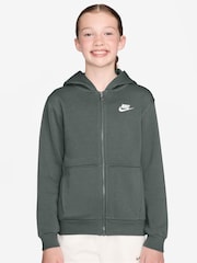Nike Camo Green Club Fleece Zip Through Hoodie - Image 1 of 3