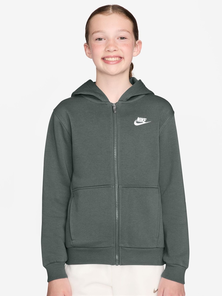 Nike Camo Green Club Fleece Zip Through Hoodie - Image 1 of 3