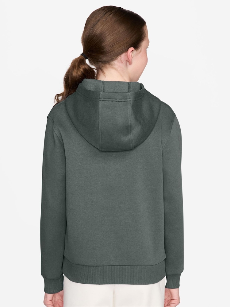 Nike Camo Green Club Fleece Zip Through Hoodie - Image 2 of 3