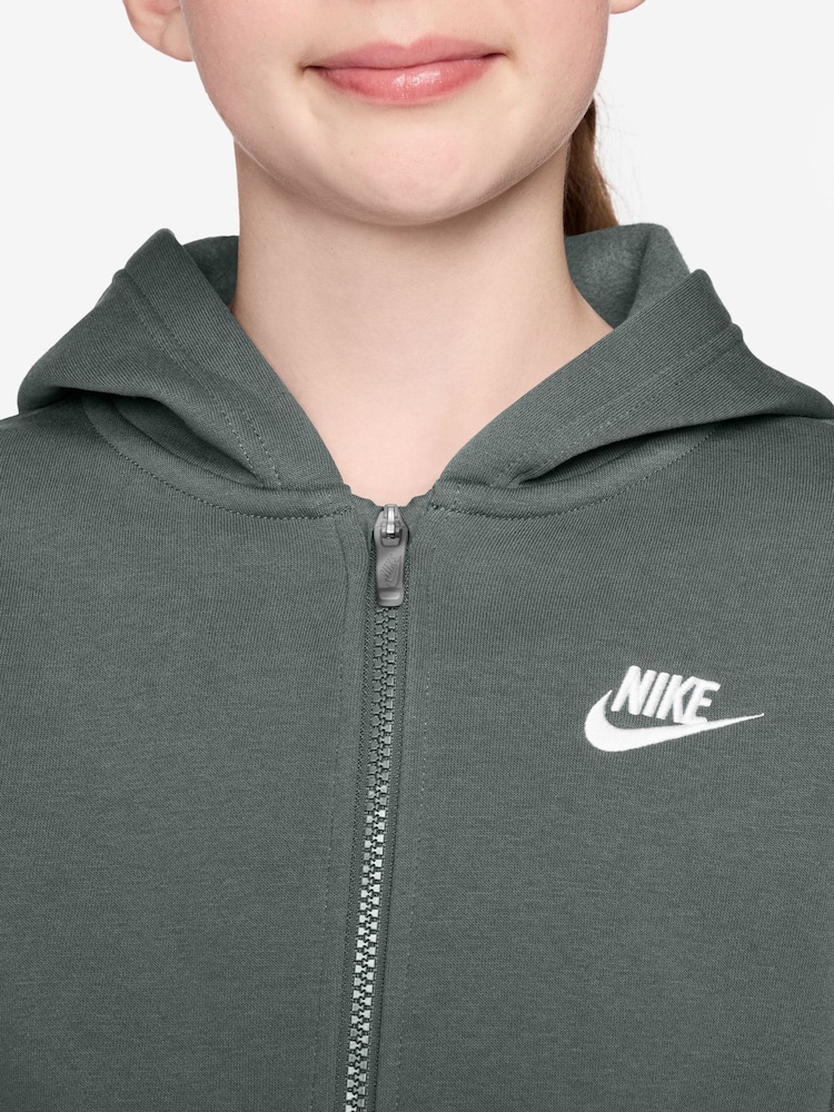 Nike Camo Green Club Fleece Zip Through Hoodie - Image 3 of 3
