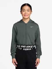 Nike Camo Green Pro Dri-FIT Cropped Fleece Hoodie - Image 1 of 3