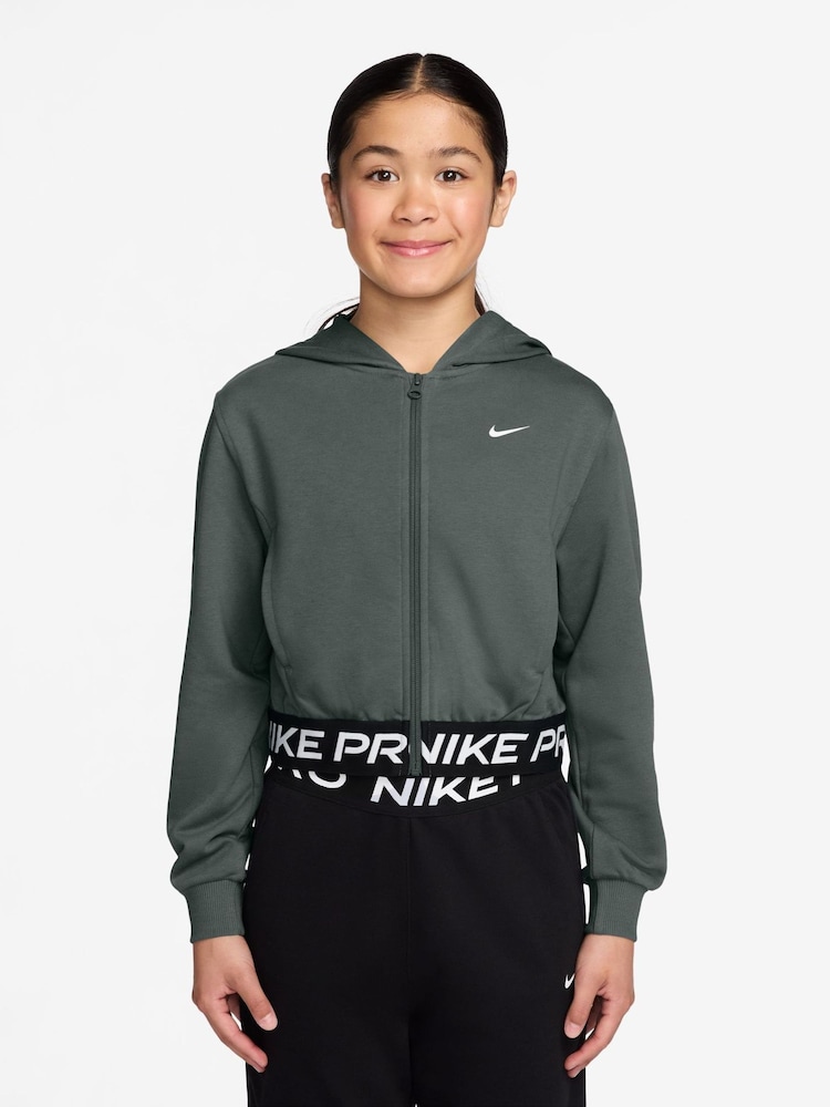 Nike Camo Green Pro Dri-FIT Cropped Fleece Hoodie - Image 1 of 3 Nike Camo Green Pro Dri-FIT Cropped Fleece Hoodie - Image 1 of 3