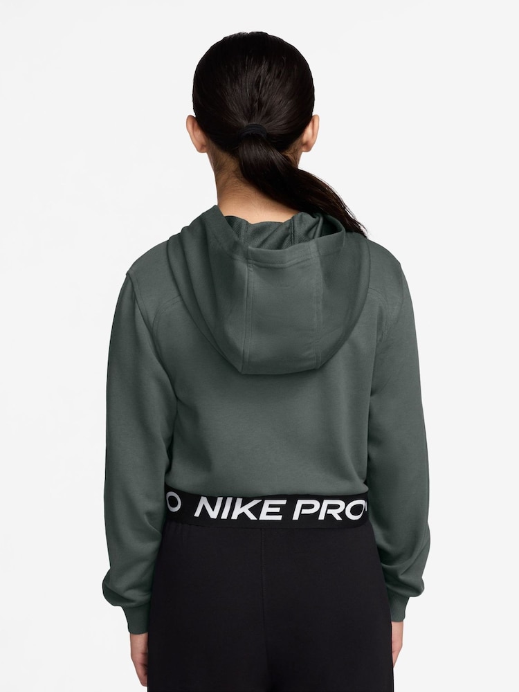 Nike Camo Green Pro Dri-FIT Cropped Fleece Hoodie - Image 2 of 3 Nike Camo Green Pro Dri-FIT Cropped Fleece Hoodie - Image 2 of 3