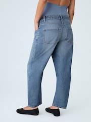 Mid Blue Over Bump Barrel Leg Maternity Jeans - Image 4 of 5