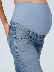 Mid Blue Over Bump Barrel Leg Maternity Jeans - Image 5 of 5