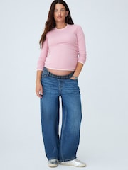 Pink - Layered Style Long Sleeve Maternity Top - Bild 3 von 6