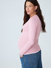 Pink - Layered Style Long Sleeve Maternity Top - Bild 4 von 6