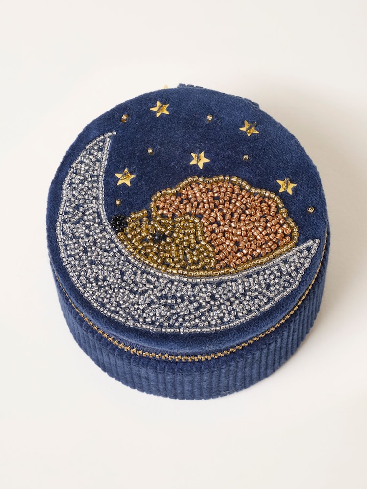 FatFace Navy Hedgehog Beaded Jewellery Box - Image 1 of 3 FatFace Navy Hedgehog Beaded Jewellery Box - Image 1 of 3