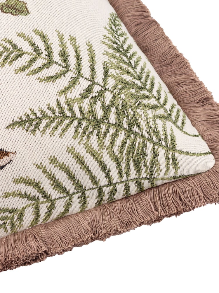 Wylder Fable Rabbits Embroidered Cotton Feather Filled Cushion - Image 6 of 6