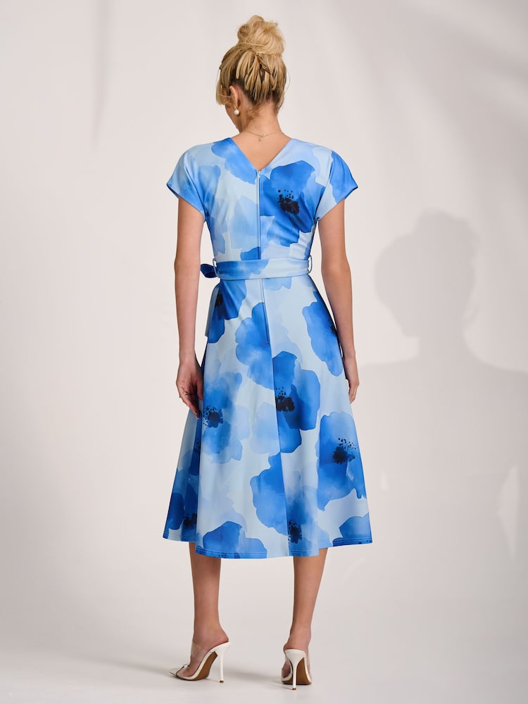 Синий - Платье-кимоно с принтом и рукавами средней длины Jolie Moi - Изображение 2 6