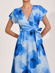 Синий - Платье-кимоно с принтом и рукавами средней длины Jolie Moi - Изображение 3 6