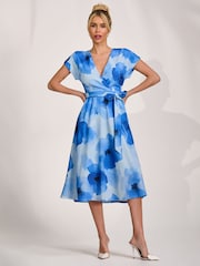 Синий - Платье-кимоно с принтом и рукавами средней длины Jolie Moi - Изображение 4 6