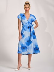 Синий - Платье-кимоно с принтом и рукавами средней длины Jolie Moi - Изображение 5 6
