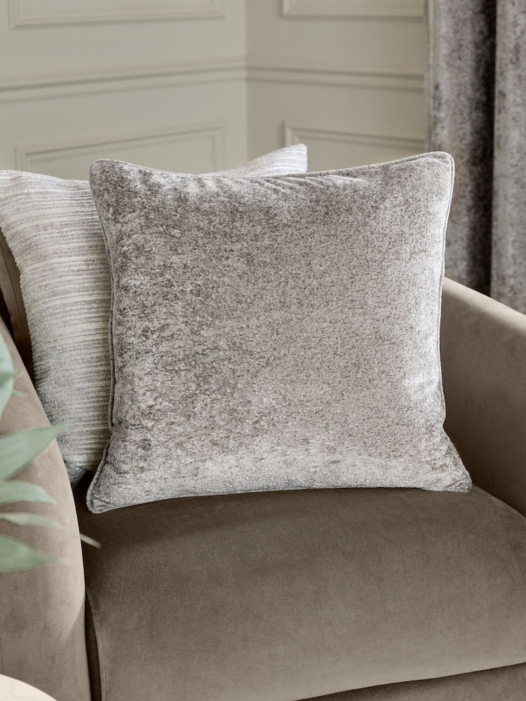 Paoletti Pewter Lustre Velvet Feather Filled Cushion - Image 1 of 5