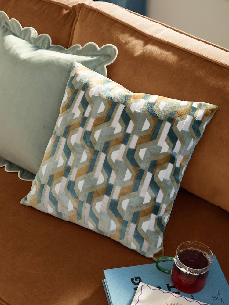 Furn Metro Prism Velvet Feather Filled Cushion - Image 1 of 6
