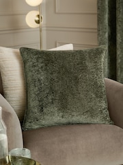 Paoletti Malachite Green Lustre Velvet Fibre Filled Cushion - Image 1 of 5