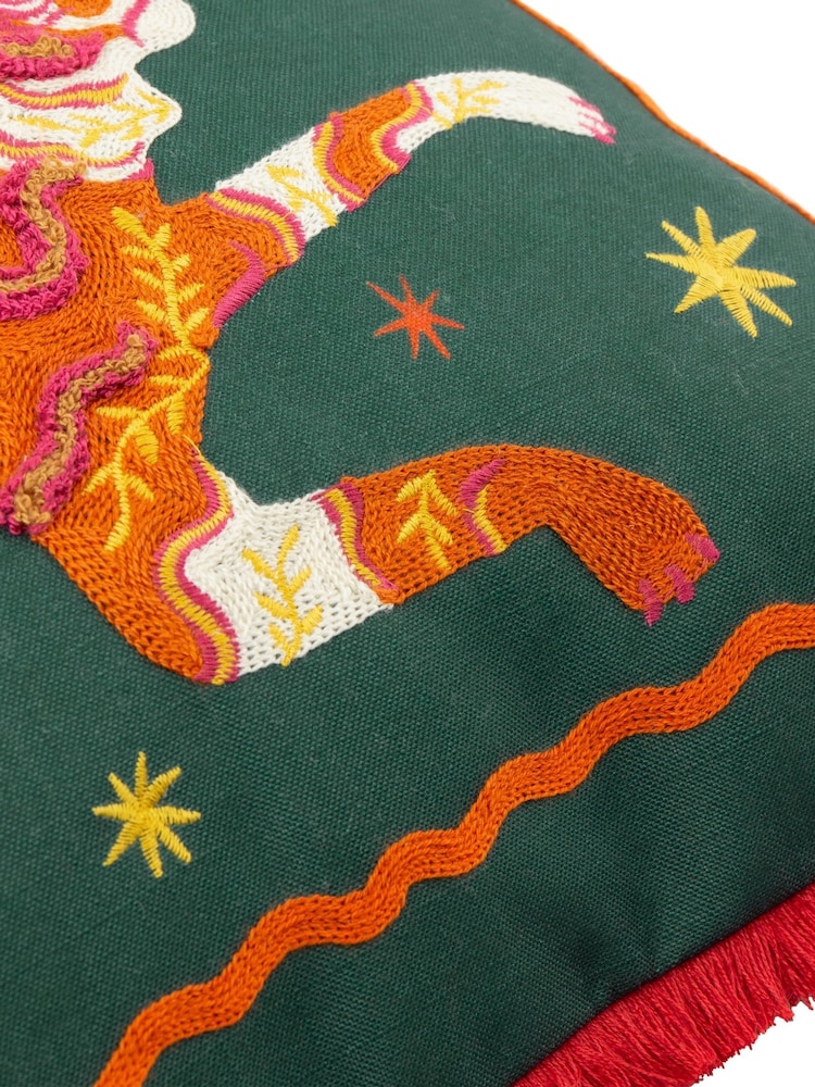 Furn Emerald Les Animaux Tigeress Tufted Fibre Filled Cushion - Image 6 of 6