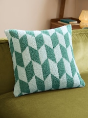 Furn Good For You Green Olsen Geometric Feather Filled Cushion - Image 1 of 5
