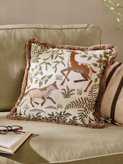 Wylder Willow Fable Fox and Deer Embroidered Fibre Filled Cushion - Image 1 of 6