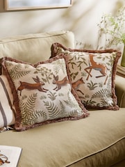 Wylder Willow Fable Fox and Deer Embroidered Fibre Filled Cushion - Image 2 of 6