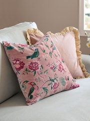 Wylder Blushed Rose Aviary Cotton Velvet Fibre Filled Cushion - Image 1 of 4