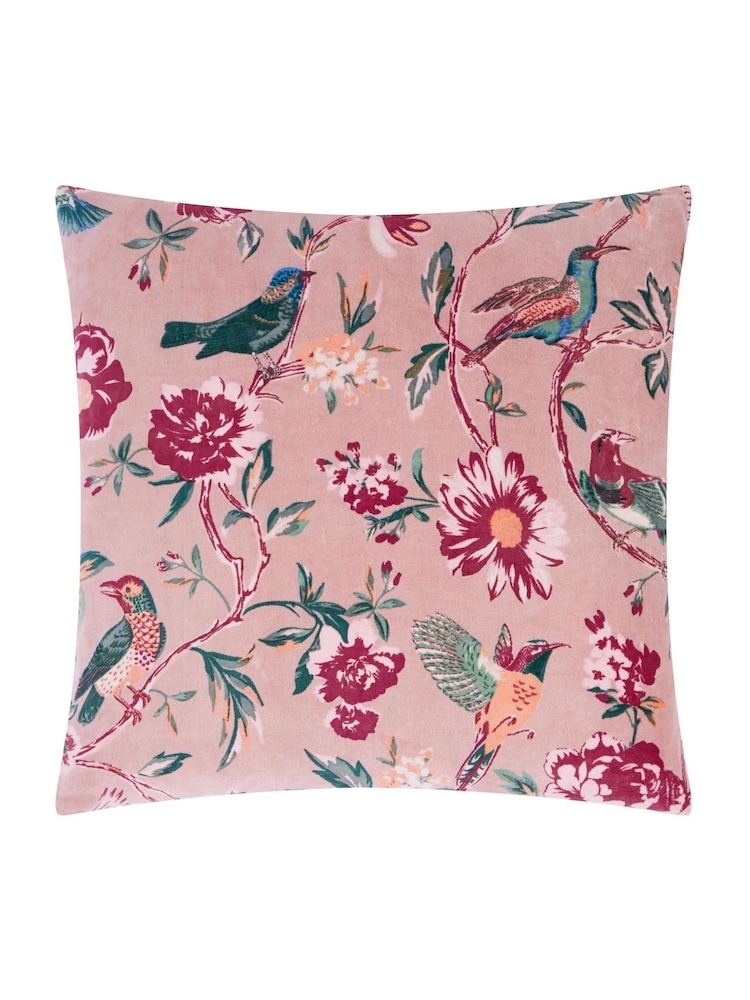 Wylder Blushed Rose Aviary Cotton Velvet Fibre Filled Cushion - Image 2 of 4