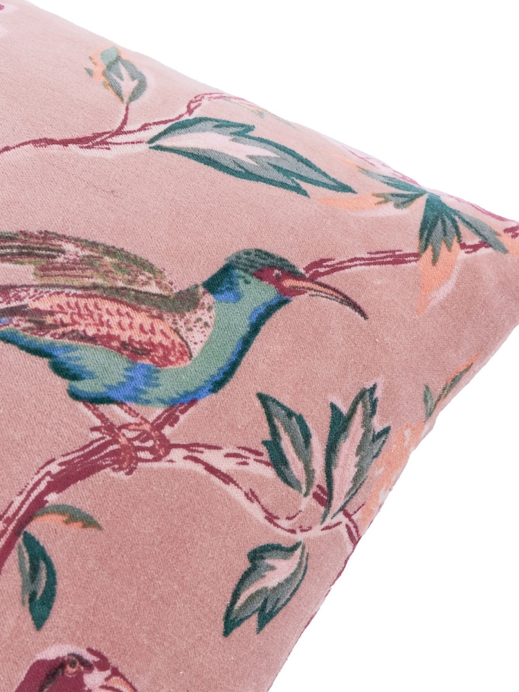 Wylder Blushed Rose Aviary Cotton Velvet Feather Filled Cushion - Image 4 of 4