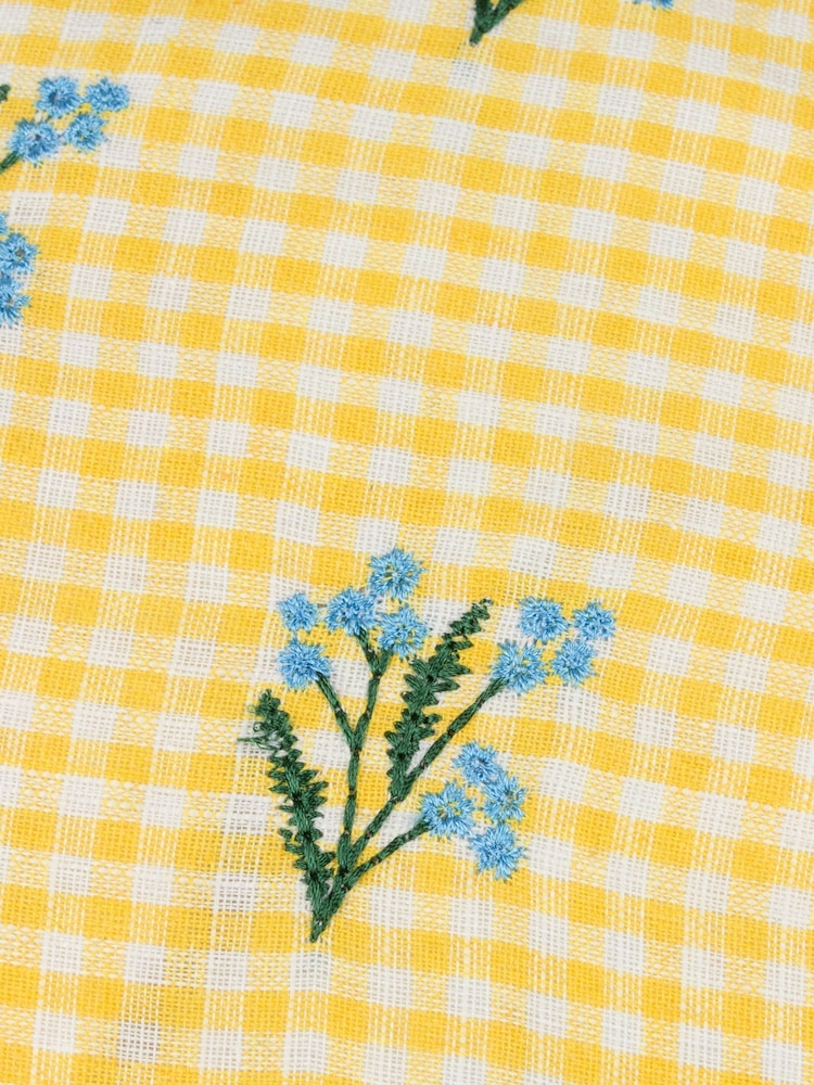 Furn Les Petite Fleurs Gingham Ruffle Feather Filled Cushion - Image 6 of 6