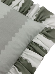 Wylder Bay Green/Mist Birdie Stripe Ruffle Feather Filled Cushion - Image 3 of 4
