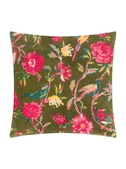 Wylder Woodgrove Green Aviary Cotton Velvet Feather Filled Cushion - Image 2 of 4