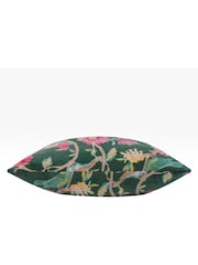 Wylder Teal Green Aviary Cotton Velvet Feather Filled Cushion - Image 3 of 3
