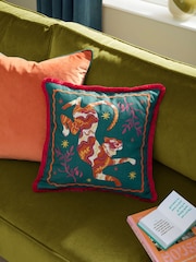 Furn Les Animaux Tigeress Tufted Feather Filled Cushion - Image 1 of 6