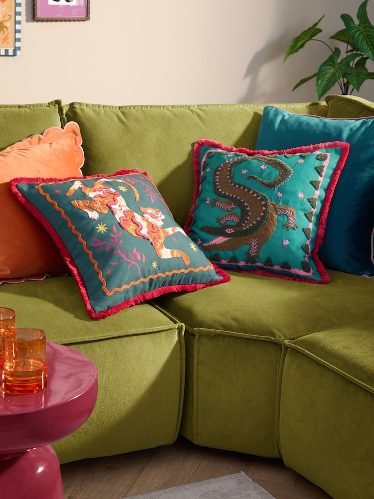 Furn Les Animaux Tigeress Tufted Feather Filled Cushion - Image 6 of 6