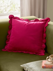 Furn Lil Scallop Velvet Fibre Filled Cushion - Image 1 of 6