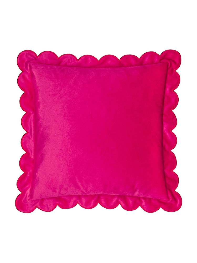Furn Lil Scallop Velvet Fibre Filled Cushion - Image 2 of 6