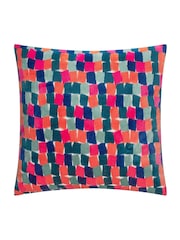 Furn Multicoloured Metro Blocks Velvet Jacquard Feather Filled Cushion - Image 2 of 6