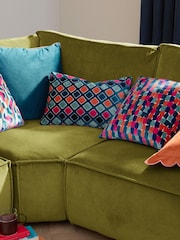 Furn Multicoloured Metro Blocks Velvet Jacquard Feather Filled Cushion - Image 3 of 6